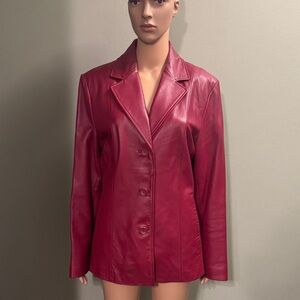 Women's Red 100% Leather Jacket size 12
